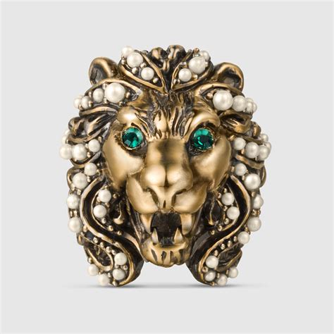 gucci lion necklace silver|female Gucci lion ring.